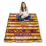 personalized arizona state sun devils layered florals maroon white quilt blanket best selling
