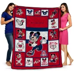 personalized arizona wildcats mickey crimson red white quilt blanket best selling