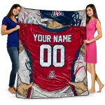 personalized arizona wildcats player sketch red gray quilt blanket best selling