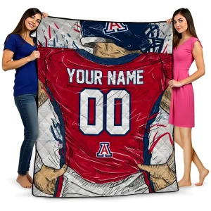 personalized arizona wildcats player sketch red gray quilt blanket best selling