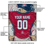 personalized arizona wildcats player sketch red gray quilt blanket best selling