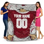 personalized arkansas razorbacks player sketch red gray quilt blanket best selling