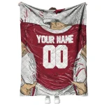 personalized arkansas razorbacks player sketch red gray quilt blanket best selling