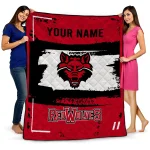 personalized arkansas state red wolves grunge patch scarlet white quilt blanket best selling