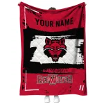 personalized arkansas state red wolves grunge patch scarlet white quilt blanket best selling