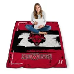 personalized arkansas state red wolves grunge patch scarlet white quilt blanket best selling