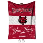 personalized arkansas state red wolves hibiscus burst scarlet white quilt blanket best selling