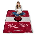 personalized arkansas state red wolves hibiscus burst scarlet white quilt blanket best selling