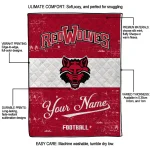 personalized arkansas state red wolves hibiscus burst scarlet white quilt blanket best selling