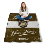 personalized army black knights hibiscus burst gold white quilt blanket best selling