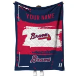 personalized atlanta braves grunge patch navy white quilt blanket best selling