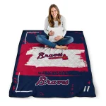 personalized atlanta braves grunge patch navy white quilt blanket best selling