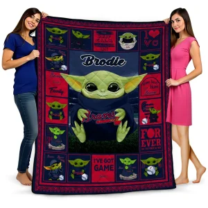 personalized atlanta braves yody baby motif navy quilt blanket best selling