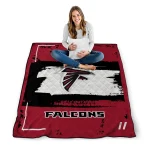 personalized atlanta falcons grunge patch red white quilt blanket best selling