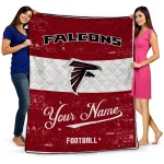 personalized atlanta falcons hibiscus burst red white quilt blanket best selling
