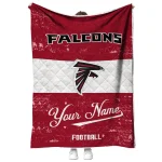 personalized atlanta falcons hibiscus burst red white quilt blanket best selling
