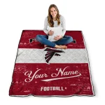 personalized atlanta falcons hibiscus burst red white quilt blanket best selling