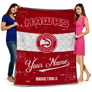 personalized atlanta hawks helmet fan red white quilt blanket best selling