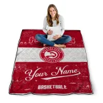 personalized atlanta hawks helmet fan red white quilt blanket best selling