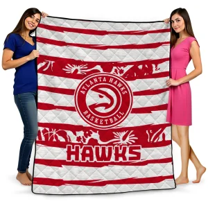 personalized atlanta hawks layered florals red white quilt blanket best selling