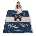 personalized auburn tigers hibiscus burst navy blue white quilt blanket best selling