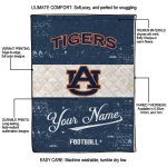 personalized auburn tigers hibiscus burst navy blue white quilt blanket best selling