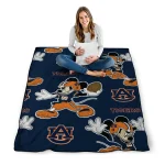 personalized auburn tigers mickey football navy blue quilt blanket best selling