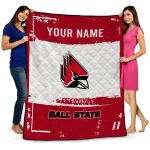 personalized ball state cardinals grunge patch red white quilt blanket best selling