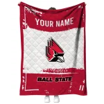 personalized ball state cardinals grunge patch red white quilt blanket best selling