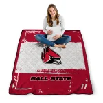 personalized ball state cardinals grunge patch red white quilt blanket best selling