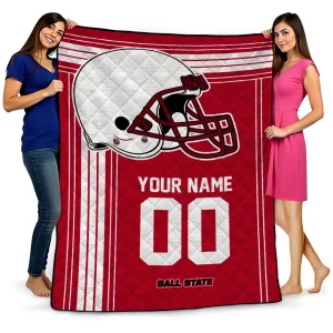 personalized ball state cardinals helmet theme red quilt blanket best selling