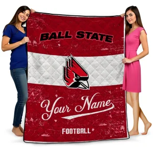 personalized ball state cardinals hibiscus burst red white quilt blanket best selling
