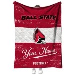 personalized ball state cardinals hibiscus burst red white quilt blanket best selling