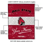 personalized ball state cardinals hibiscus burst red white quilt blanket best selling