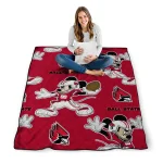 personalized ball state cardinals mickey football red quilt blanket best selling