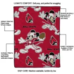 personalized ball state cardinals mickey football red quilt blanket best selling