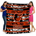 personalized baltimore orioles layered florals orange white quilt blanket best selling