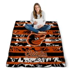 personalized baltimore orioles layered florals orange white quilt blanket best selling