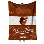 personalized baltimore orioles snoopy victory orange white quilt blanket best selling