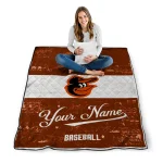 personalized baltimore orioles snoopy victory orange white quilt blanket best selling