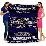personalized baltimore ravens layered florals purple white quilt blanket best selling