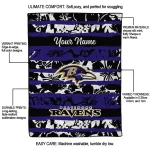 personalized baltimore ravens layered florals purple white quilt blanket best selling
