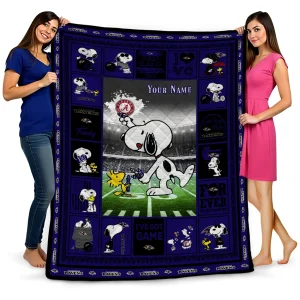 personalized baltimore ravens snoopy coach purple quilt blanket best selling