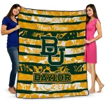 personalized baylor bears layered florals green white quilt blanket best selling