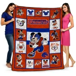 personalized boise state broncos mickey crimson orange white quilt blanket best selling