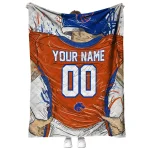 personalized boise state broncos player sketch orange gray quilt blanket best selling