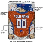personalized boise state broncos player sketch orange gray quilt blanket best selling