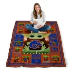 personalized boise state broncos yody baby pattern orange quilt blanket best selling
