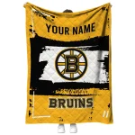 personalized boston bruins grunge patch gold white quilt blanket best selling