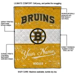 personalized boston bruins pinstripe lines gold white quilt blanket best selling